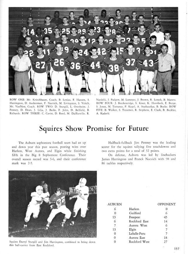 Sophomore football team from 1963 yearbook