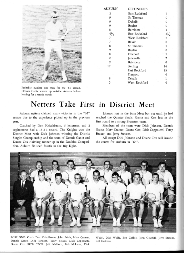 Mr. Kriechbaum and the 1962-63 Tennis Team